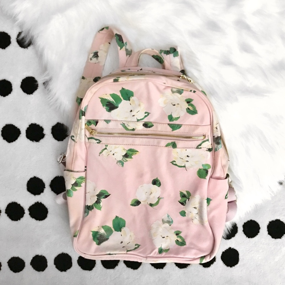 Women’s pink floral backpack